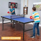 Set da ping-pong portatile Acekool con rete in nylon smontabile, 2 racchette e 3 palline, tavolo da ping-pong in alluminio impermeabile, blu