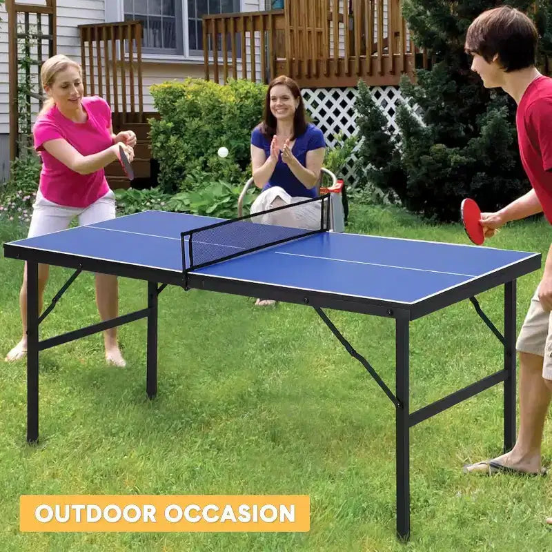 Set da ping-pong portatile Acekool con rete in nylon smontabile, 2 racchette e 3 palline, tavolo da ping-pong in alluminio impermeabile, blu