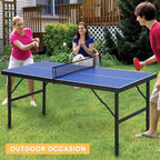 Set da ping-pong portatile Acekool con rete in nylon smontabile, 2 racchette e 3 palline, tavolo da ping-pong in alluminio impermeabile, blu