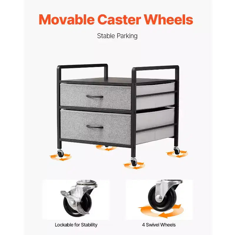 Supporto per Mini Frigo VEVOR con Ripiano, Tavolino per Mini Frigo con Capacità di 80 kg con 2 Cassetti e 4 Ruote Girevoli, Mensola Mobile per Mini Frigo, Grigio
