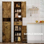 Okak Mobile Alto da Bagno, Mobiletto Indipendente da 69" con Ripiani Regolabili, Ante e Dispositivo Anti-Ribaltamento per Cucina e Soggiorno