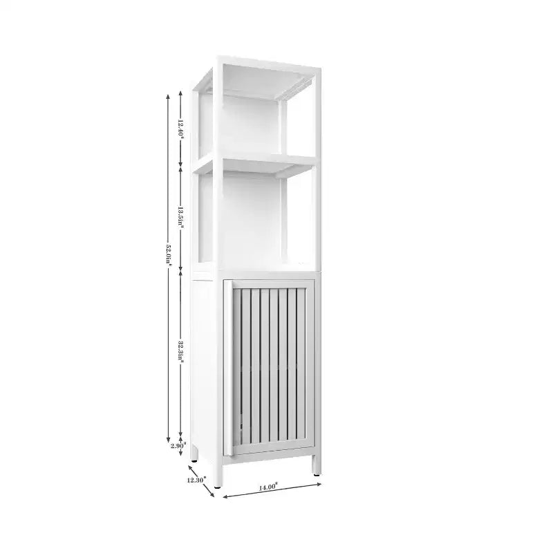 Mobiletto bagno Okak in bambù, mobiletto multifunzionale indipendente con 2 ripiani e 1 anta, organizer per bagno e cucina