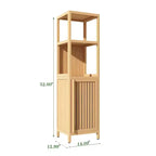 Mobiletto bagno Okak in bambù, mobiletto multifunzionale indipendente con 2 ripiani e 1 anta, organizer per bagno e cucina
