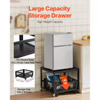 VEVOR Supporto per Mini Frigo con Ripiano, Tavolino per Mini Frigo da 90 kg con Carrello Rimovibile e Ruote Girevoli, Supporto per Frigorifero per Bevande, Nero