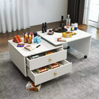GDFStudio Cyralis Modern Extendable Reversible Storage Coffee Table with 2 Drawers and 6 Wheels