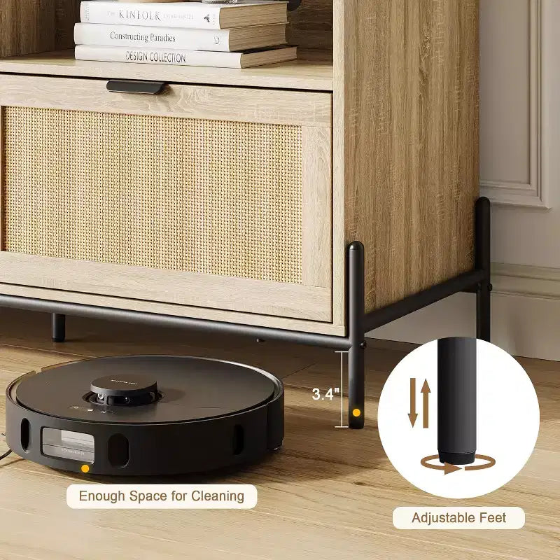 Mobile Porta TV per 75 pollici, Mobile TV Moderno con 3 Cassetti, Consolle TV con Gambe in Metallo Resistente, Mobile Porta TV in Rattan per Soggiorno, Camera da Letto