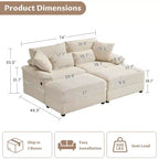 Set Whisen di divani chaise longue doppi con pouf reversibile e contenitore