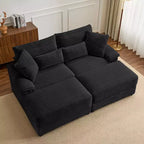 Set Whisen di divani chaise longue doppi con pouf reversibile e contenitore