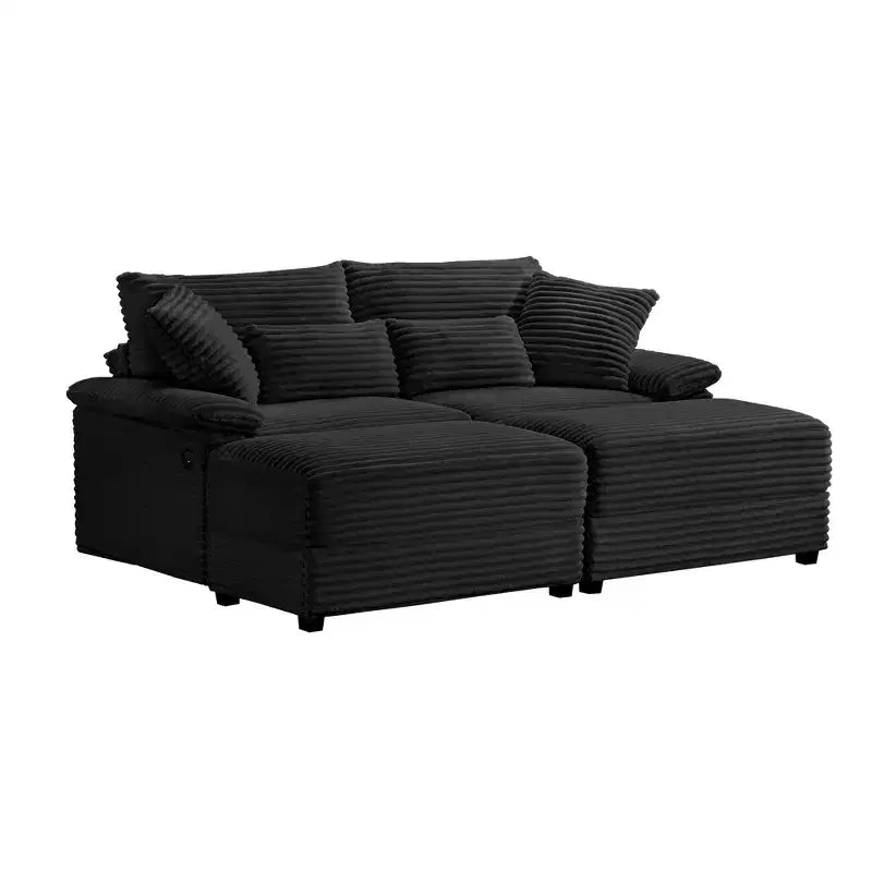 Set Whisen di divani chaise longue doppi con pouf reversibile e contenitore