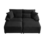 Set Whisen di divani chaise longue doppi con pouf reversibile e contenitore