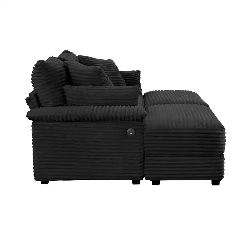Set Whisen di divani chaise longue doppi con pouf reversibile e contenitore