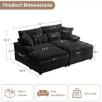 Set Whisen di divani chaise longue doppi con pouf reversibile e contenitore