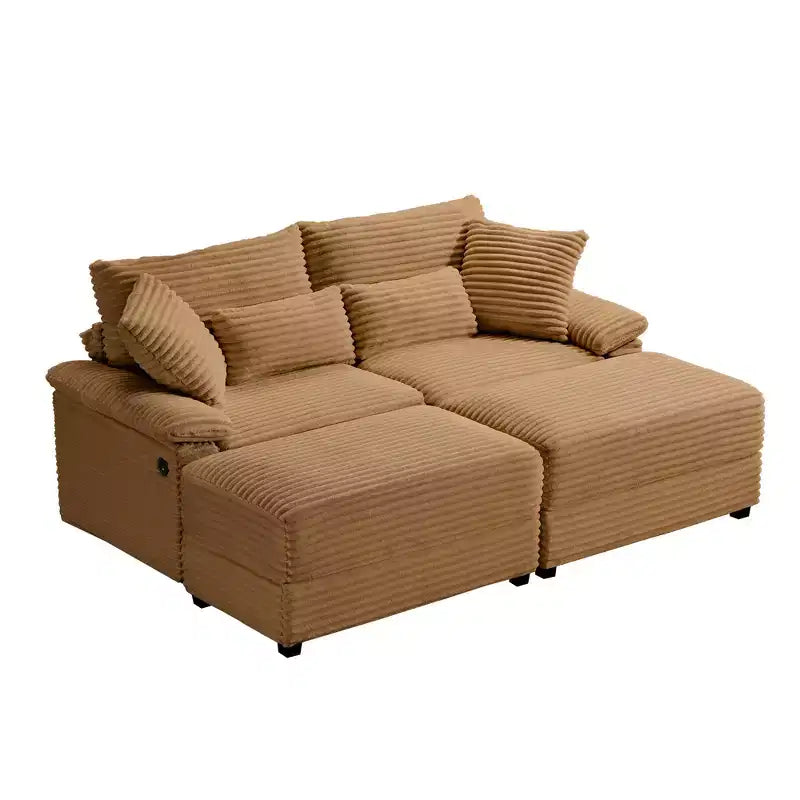 Set Whisen di divani chaise longue doppi con pouf reversibile e contenitore