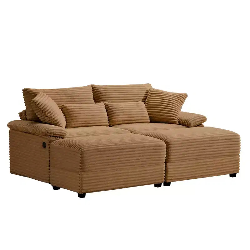 Set Whisen di divani chaise longue doppi con pouf reversibile e contenitore