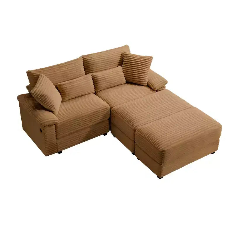 Set Whisen di divani chaise longue doppi con pouf reversibile e contenitore