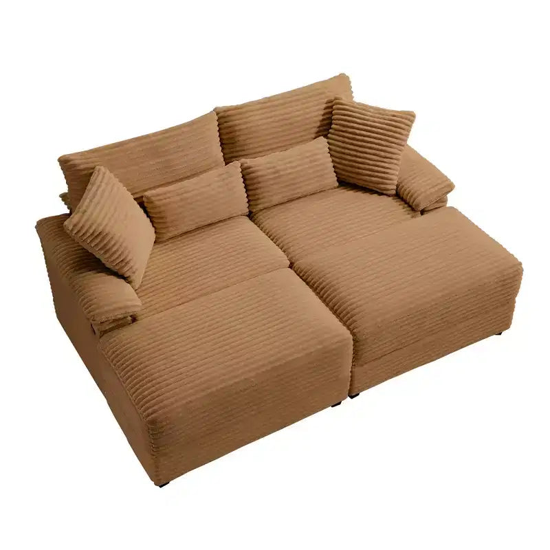 Set Whisen di divani chaise longue doppi con pouf reversibile e contenitore