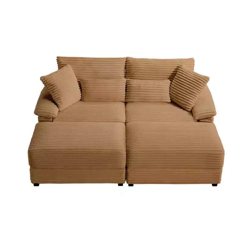 Set Whisen di divani chaise longue doppi con pouf reversibile e contenitore