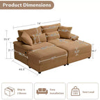 Set Whisen di divani chaise longue doppi con pouf reversibile e contenitore