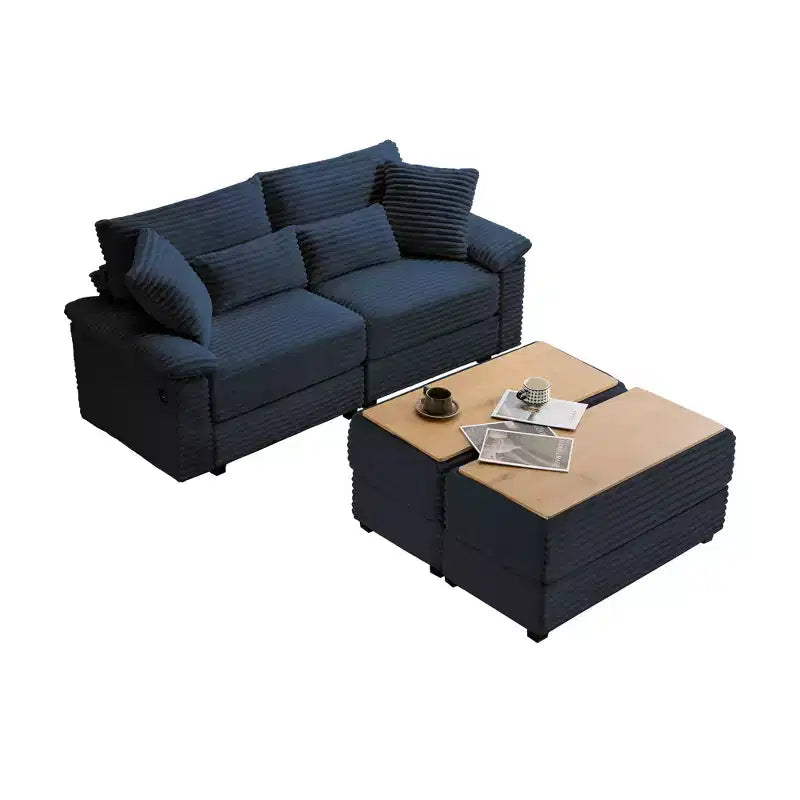 Set Whisen di divani chaise longue doppi con pouf reversibile e contenitore