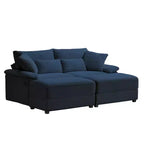 Set Whisen di divani chaise longue doppi con pouf reversibile e contenitore