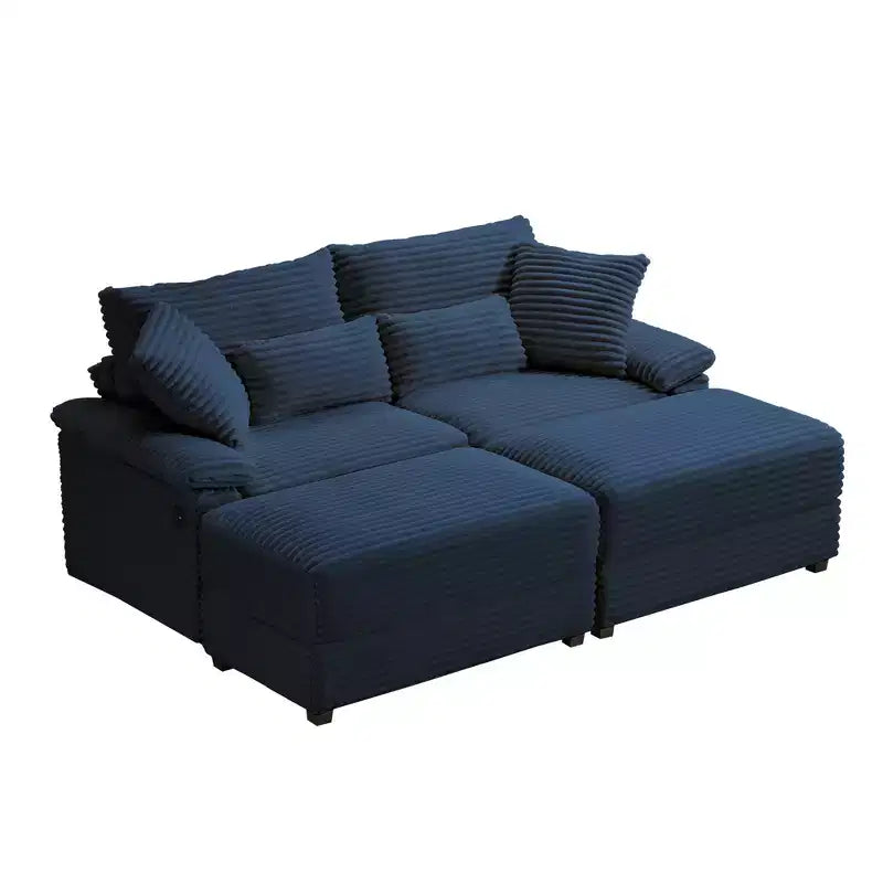Set Whisen di divani chaise longue doppi con pouf reversibile e contenitore