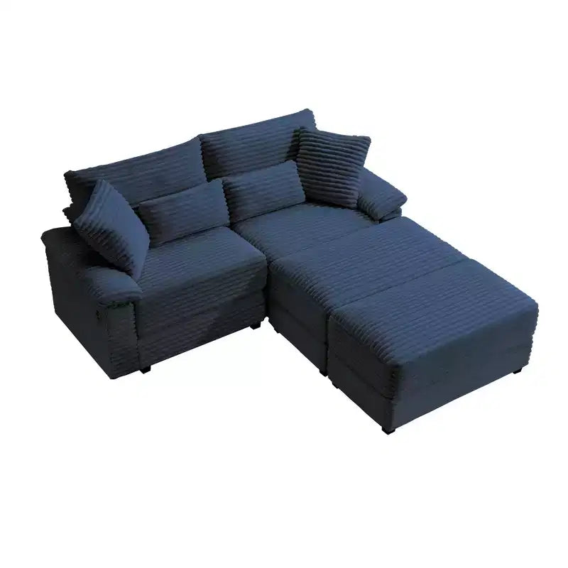 Set Whisen di divani chaise longue doppi con pouf reversibile e contenitore