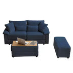 Set Whisen di divani chaise longue doppi con pouf reversibile e contenitore