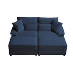 Set Whisen di divani chaise longue doppi con pouf reversibile e contenitore