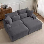 Set Whisen di divani chaise longue doppi con pouf reversibile e contenitore