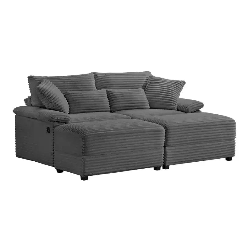 Set Whisen di divani chaise longue doppi con pouf reversibile e contenitore