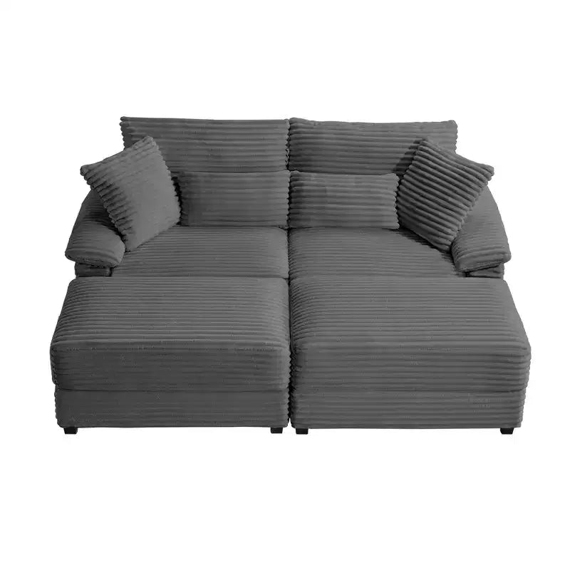 Set Whisen di divani chaise longue doppi con pouf reversibile e contenitore