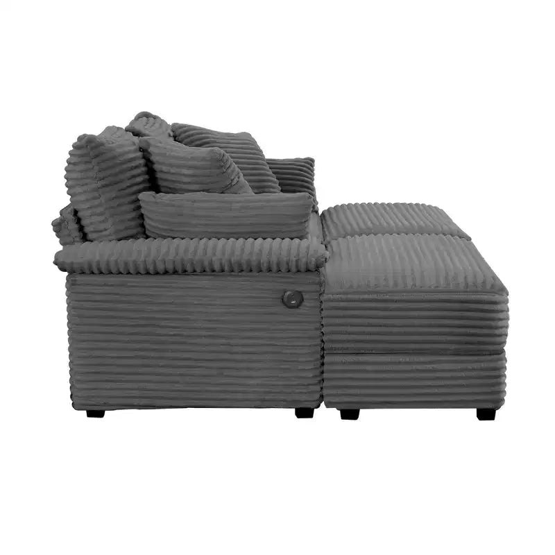 Set Whisen di divani chaise longue doppi con pouf reversibile e contenitore