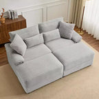 Set Whisen di divani chaise longue doppi con pouf reversibile e contenitore