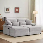 Set Whisen di divani chaise longue doppi con pouf reversibile e contenitore