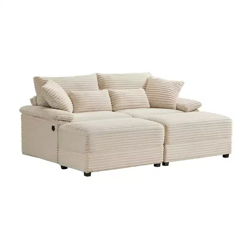 Set Whisen di divani chaise longue doppi con pouf reversibile e contenitore