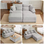 Set Whisen di divani chaise longue doppi con pouf reversibile e contenitore