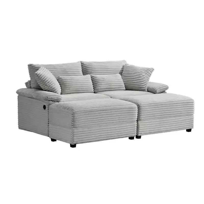 Set Whisen di divani chaise longue doppi con pouf reversibile e contenitore