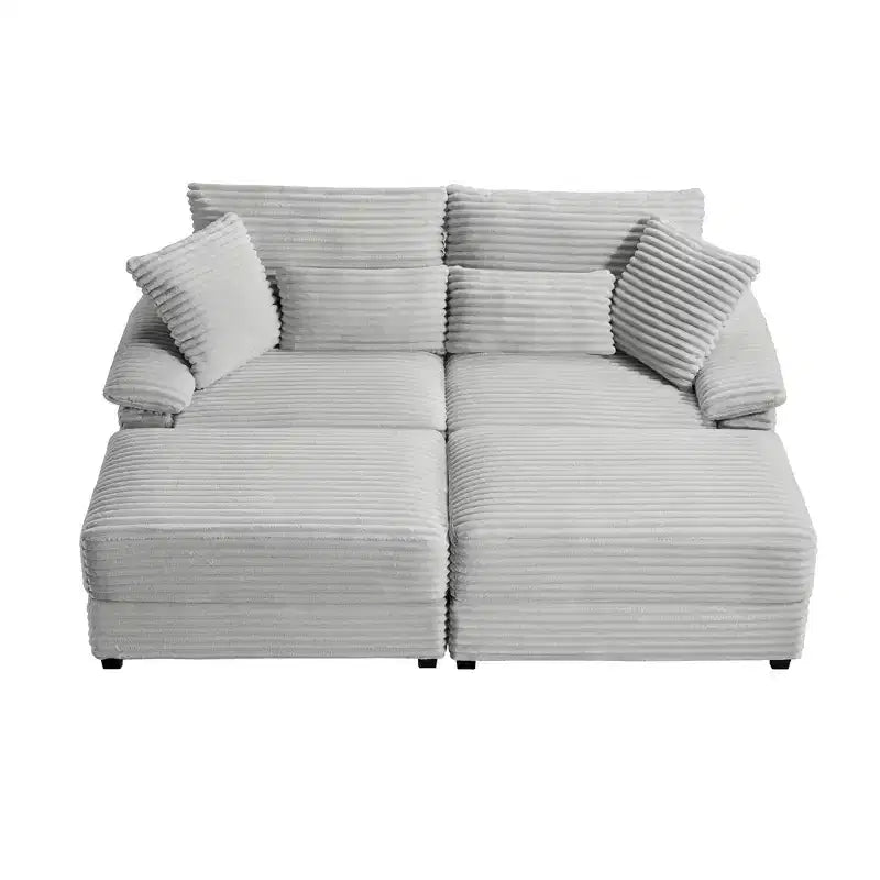 Set Whisen di divani chaise longue doppi con pouf reversibile e contenitore