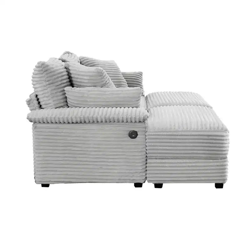 Set Whisen di divani chaise longue doppi con pouf reversibile e contenitore