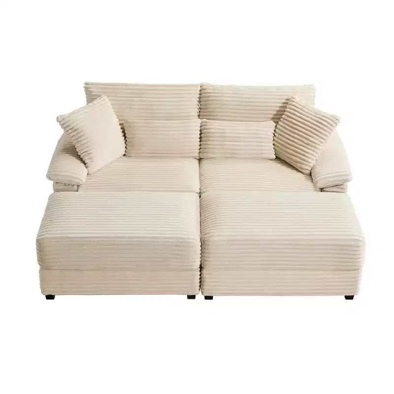 Set Whisen di divani chaise longue doppi con pouf reversibile e contenitore