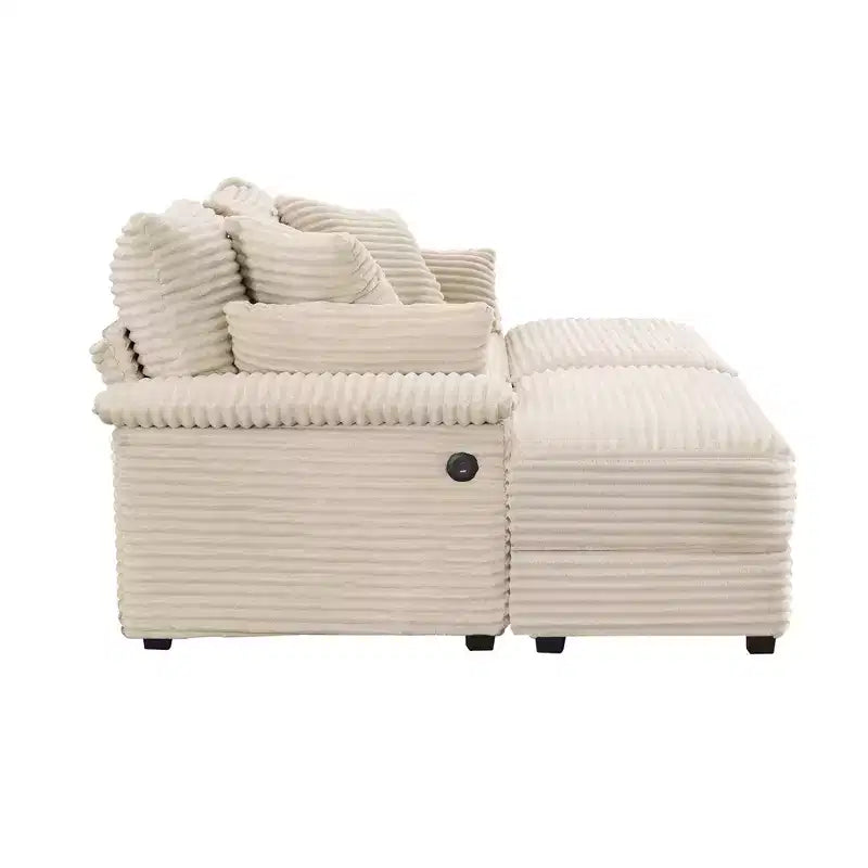 Set Whisen di divani chaise longue doppi con pouf reversibile e contenitore