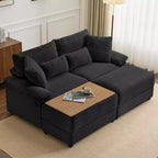 Set Whisen di divani chaise longue doppi con pouf reversibile e contenitore