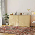 Credenza a buffet con 34 ante a canne, mobile bar da ingresso scanalato, armadietto in legno con ripiani regolabili, mobile TV per soggiorno