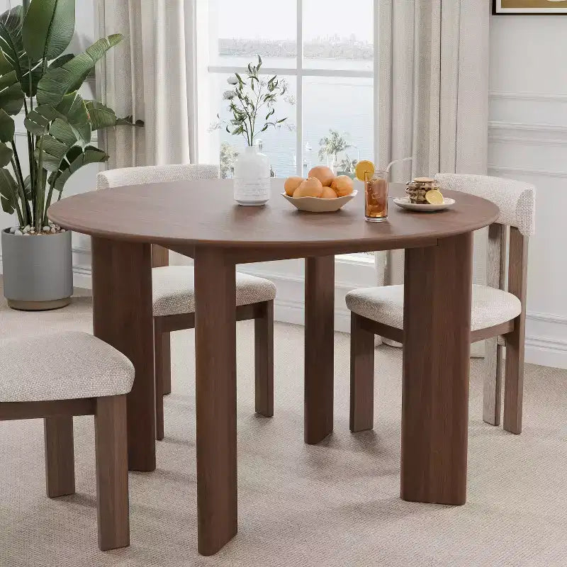 Tavolo da pranzo rotondo in legno MAYEERTY 45 per 4 persone, tavolo da cucina e sala da pranzo moderno in stile rustico