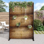 MAYEERTY Divisorio per ambienti da 72 pollici con cornice zincata, paravento per la privacy effetto legno, recinzione da giardino, patio marrone