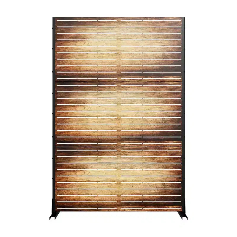 MAYEERTY Divisorio per ambienti da 72 pollici con cornice zincata, paravento per la privacy effetto legno, recinzione da giardino, patio marrone