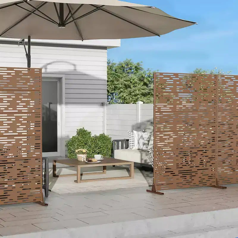 MAYEERTY Divisorio per stanza Godfrey Light B-Type Lamiera zincata marrone 72x47x16 pollici Set da 6 pezzi Set da 3 pezzi