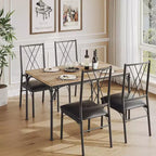 COZONY Set da Pranzo 5 Pezzi con 4 Sedie, Tavolo da Pranzo Rettangolare e Sedie Imbottite per Cucina, Sala da Pranzo o Zona Colazione