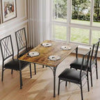 COZONY Set da Pranzo 5 Pezzi con 4 Sedie, Tavolo da Pranzo Rettangolare e Sedie Imbottite per Cucina, Sala da Pranzo o Zona Colazione