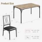 COZONY Set da Pranzo 5 Pezzi con 4 Sedie, Tavolo da Pranzo Rettangolare e Sedie Imbottite per Cucina, Sala da Pranzo o Zona Colazione